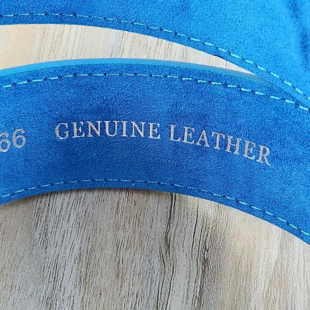 🔸️NIB Turquoise Genuine Suede Leather Belt w/Detachable  Antiqued Buckle Small